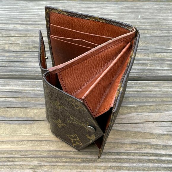Vintage Louis Vuitton Wallet Bi Fold Brown Leather Designer Logo Purse Made in F - Picture 7 of 11